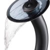 KRAUS Tall Waterfall Bathroom Faucet for Vessel Sink with Clear Glass Disk and Pop-Up Drain, Chrome KGW-1700-PU-10CH-CL 3
