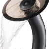 KRAUS Tall Waterfall Bathroom Faucet for Vessel Sink with Clear Brown Glass Disk and Pop-Up Drain, Oil Rubbed Bronze KGW-1700-PU-10ORB-BRCL