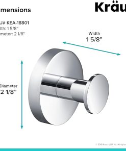 KRAUS Elie Bathroom Robe and Towel Hook, Chrome Finish, KEA-18801CH 2
