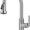 KRAUS Allyn Transitional Industrial Pull-Down Single Handle Kitchen Faucet in Spot-Free Black Stainless Steel 3