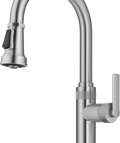 KRAUS Allyn Industrial Pull-Down Single Handle Kitchen Faucet in Spot-Free Stainless Steel, KPF-4102SFS