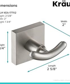 Kraus Ventus Bathroom Robe and Towel Double Hook, Brushed Nickel Finish, KEA-17702BN 2