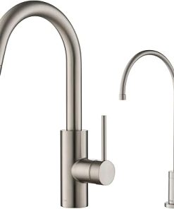 KRAUS Oletto Pull-Down Kitchen Faucet and Purita Water Filter Faucet Combo in Spot Free Stainless Steel, KPF-2620-FF-100SFS