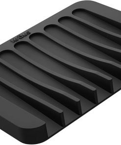 KRAUS Multipurpose Self-Draining Silicone Soap Dish/Sponge Holder for Bathroom or Kitchen Counter in Black, KDM-05BL