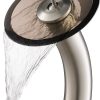 KRAUS Tall Waterfall Bathroom Faucet for Vessel Sink with Clear Brown Glass Disk, Satin Nickel KGW-1700SN-BRCL