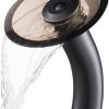 KRAUS Tall Waterfall Bathroom Faucet for Vessel Sink with Clear Black Glass Disk and Pop-Up Drain, Oil Rubbed Bronze KGW-1700-PU-10ORB-BLCL 4
