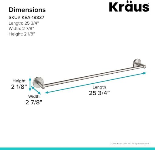 KRAUS Elie 24-inch Bathroom Towel Bar, Brushed Nickel Finish, KEA-18837BN - Image 2