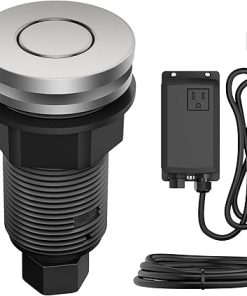 KRAUS Garbage Disposal Air Switch Kit in Spot-Free Stainless Steel with Push Button, AC Adapter, Power Cord, and Air Tube Included, KWDA-200SFS