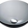 Kraus GV-100-SN Crystal Clear Glass Vessel Sink with PU-MR, Satin Nickel 3