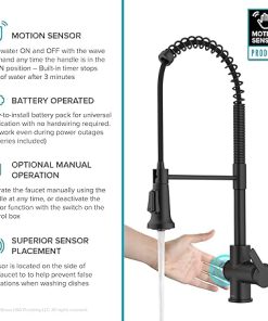 KRAUS Britt Touchless Sensor Commercial Single Handle Pull Down Kitchen Faucet in Matte Black, KSF-1691MB 2