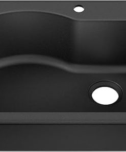 KRAUS Quarza 25-inch Drop-In/Undermount Single Bowl Granite Kitchen Sink in Black, KGD-441BLACK