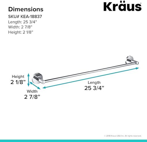 KRAUS Elie 24-inch Bathroom Towel Bar, Chrome Finish, KEA-18837CH - Image 2