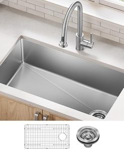 KRAUS Fairlane 33-inch Undermount Single Bowl 18-Gauge Stainless Steel Kitchen Sink, KHU640-33