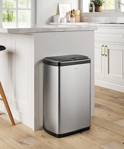 Kraus GarbagePro Rectangular 13 Gallon Hands-Free Motion Sensor Trash Can Battery Operated in Fingerprint Resistant Stainless Steel Finish with SoftShut Touchless Lid, KTCS-10SS 2