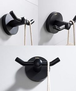 KRAUS Elie 4-Piece Bath Hardware Set with 24-inch Towel Bar, Paper Holder, Towel Ring and Robe Hook in Matte Black 2