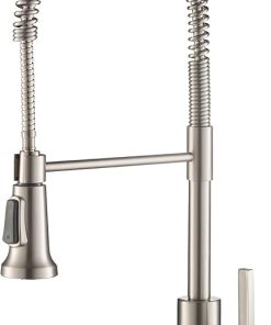 KRAUS Britt Commercial Style Spot Free Stainless Steel Pre-Rinse Kitchen Faucet with Deck Plate, KPF-1690SFS