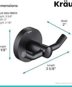 Kraus Elie Bathroom Robe and Towel Double Hook, Matte Black Finish, KEA-18802MB 2