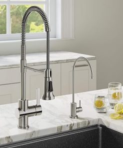 KRAUS Britt Commercial Style Kitchen Faucet and Purita Water Filter Faucet Combo in Spot Free Stainless Steel, KPF-1690-FF-100SFS 2