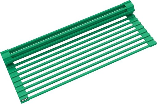 Kraus Multipurpose Workstation Sink Roll-Up Dish Drying Rack, Colander and Trivet in Green, KRM-11GR