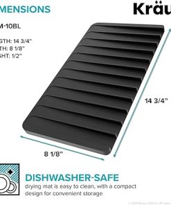 Kraus Self-Draining Silicone Dish Drying Mat or Trivet for Kitchen Counter in Black, KDM-10BL 2