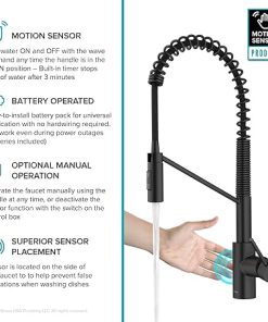 KRAUS Oletto Touchless Sensor Commercial Pull-Down Single Handle Kitchen Faucet with QuickDock Top Mount Assembly in Matte Black 2