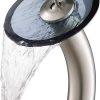 KRAUS Tall Waterfall Bathroom Faucet for Vessel Sink with Clear Brown Glass Disk, Satin Nickel KGW-1700SN-BRCL 4