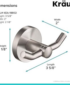 Kraus Elie Bathroom Robe and Towel Double Hook, Brushed Nickel Finish, KEA-18802BN 2