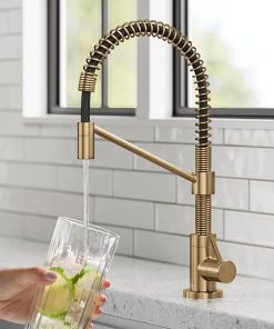 KRAUS Purita 2-Stage Under-Sink Filtration System with Single Handle Drinking Water Filter Faucet in Brushed Brass, FS-1000-FF-104BB