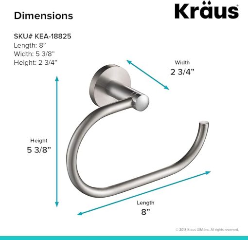 KRAUS Elie Bathroom Towel Ring, Brushed Nickel Finish, KEA-18825BN - Image 2