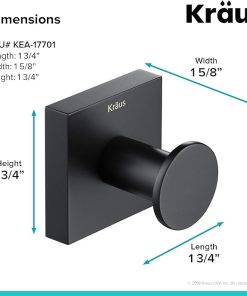 Kraus Ventus Bathroom Robe and Towel Hook, Matte Black Finish, KEA-17701MB 2