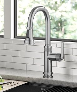KRAUS Allyn Industrial Pull-Down Single Handle Kitchen Faucet in Spot-Free Stainless Steel, KPF-4102SFS 2