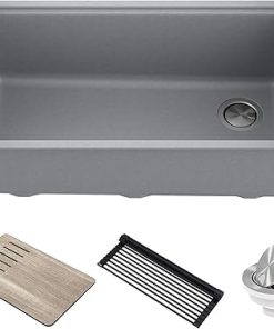 KRAUS Kitchen Sink Bellucci 32” Undermount Workstation Granite, Metallic Gray, Accessories, KGUW2-33MGR