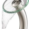 KRAUS Tall Waterfall Bathroom Faucet for Vessel Sink with Frosted Glass Disk, Satin Nickel KGW-1700SN-FR 3