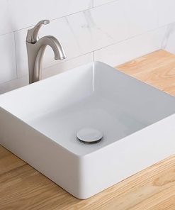 KRAUS Viva™ Square White Porcelain Ceramic Vessel Bathroom Sink, 15 5/8 in. L x 15 5/8 in. W x 5 1/8 in. H, KCV-202GWH 2