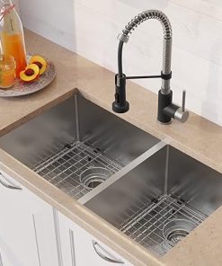 KRAUS 33-inch 16 Gauge Double Bowl 60/40 Standart PRO Kitchen Sink Combo Set with Bolden 18-inch Kitchen Faucet and Soap Dispenser, Stainless Steel Matte Black KHU103-33-1610-53SSMB 2