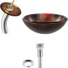 KRAUS Frosted Glass Vessel Sink in Clear with Single Hole Single-Handle Ramus Faucet in Satin Nickel 3