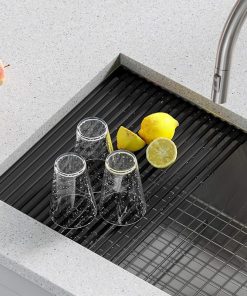Kraus Multipurpose Workstation Sink Roll-Up Dish Drying Rack, Colander and Trivet in Green, KRM-11GR 2
