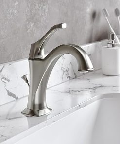 KRAUS KBF-1201SFS Arlo Single Handle Basin Bathroom Faucet with Lift Rod Drain and Deck Plate, Spot-Free All-Brite Stainless Steel 2