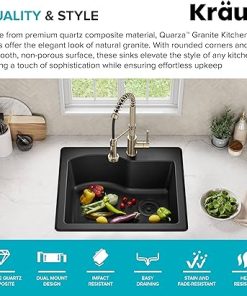 KRAUS Quarza 25-inch Drop-In/Undermount Single Bowl Granite Kitchen Sink in Black, KGD-441BLACK 2