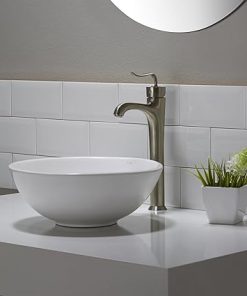 Kraus KCV-341-ORB Modern Elavo Ceramic Small Round Vessel Bathroom Sink with Pop Up Drain, Oil Rubbed Bronze/White 2