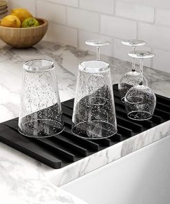 Kraus Self-Draining Silicone Dish Drying Mat or Trivet for Kitchen Counter in Black, KDM-10BL
