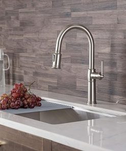 KRAUS Sellette Traditional Spot Free Stainless Steel Single Handle Pull-Down Kitchen Faucet with Deck Plate, KPF-1682SFS 2
