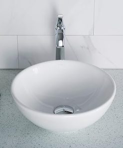KRAUS Elavo Round Vessel White Porcelain Ceramic Bathroom Sink, 14 inch KCV-341 2