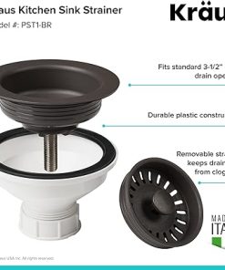Kraus Kitchen Sink Strainer for 3.5-Inch Drain Openings in Brown, PST1-BR 2