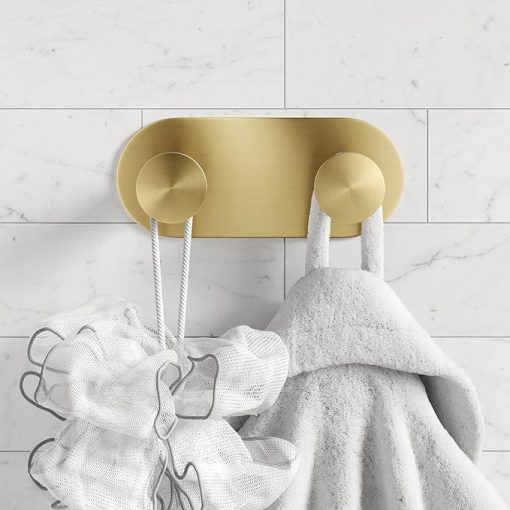 Kraus Elie Bathroom Robe and Towel Rack with 2 Hooks in Brushed Gold, KEA-18803BG - Image 2