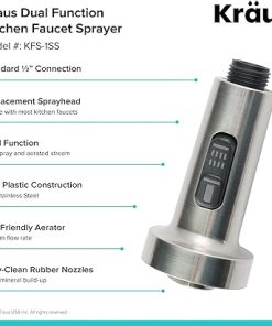 Kraus KFS-1SS Dual Function Kitchen Faucet Sprayer, Stainless Steel 2