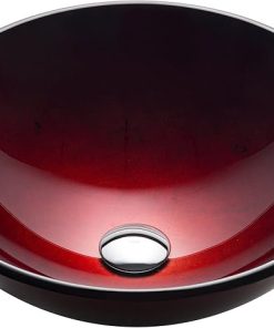 KRAUS Round Red Glass Vessel Bathroom Sink, 16 1/2 inch GV-200