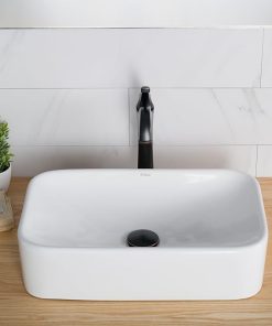 KRAUS Elavo Rectangular Vessel White Porcelain Ceramic Bathroom Sink, 19 inch KCV-122 2