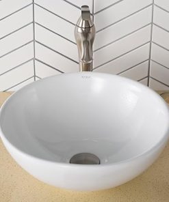 KRAUS Elavo Round Vessel White Porcelain Ceramic Bathroom Sink, 16 inch KCV-141 2