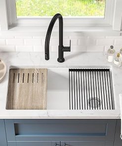 KRAUS Kitchen Sink Bellucci 32” Undermount Workstation Granite, Metallic White, Accessories, KGUW1-33WH 2